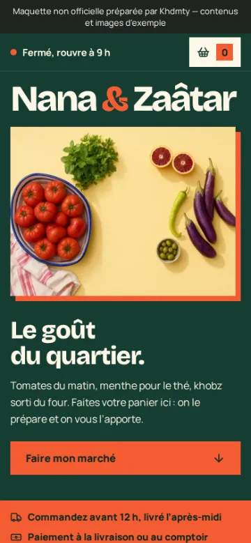 Site Nana & Zaâtar sur téléphone